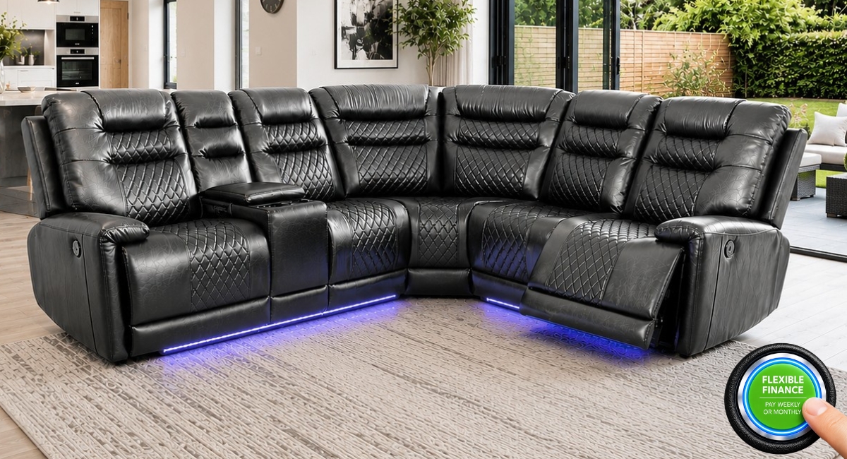 Arwen Black Leather Corner Power Recliner Arwen Black Leather Corner Power Recliner